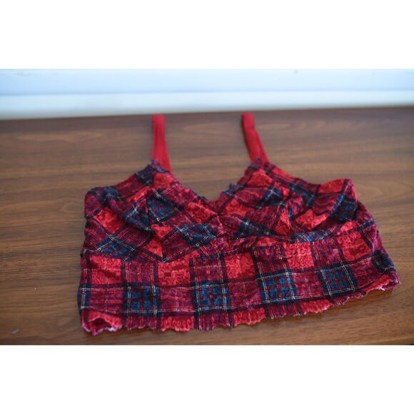 Torrid 2 Curve Tartan Plaid Red Green Bra Bralette Lace - Picture 4 of 7
